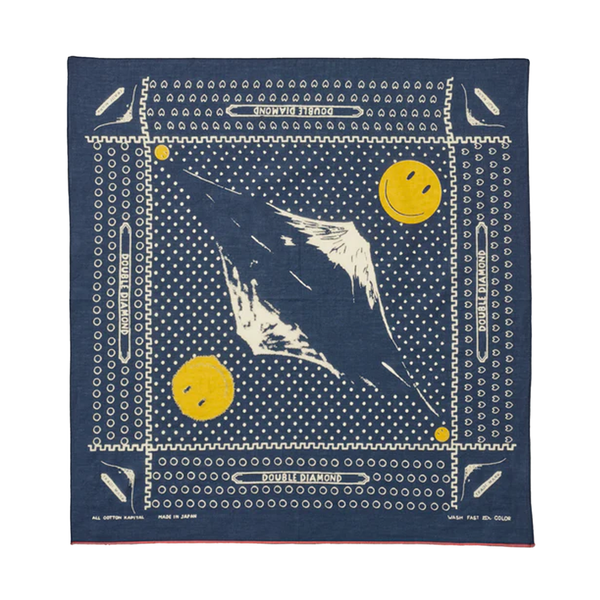 Kapital Fast Color Selvedge Fuji Mirrored Smile Bandana - Navy